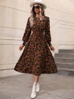 Rochie Midi Catrina Maro cu Print Negru