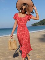 Rochie Midi Celia Rosie cu Print Floral Alb