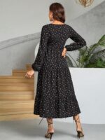 Rochie Midi Cerasa Neagra cu Print Floral - imagine 2