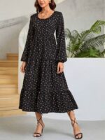 Rochie Midi Cerasa Neagra cu Print Floral