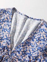 Rochie Scurta Comiza Bleu cu Print Floral - imagine 4
