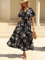 Rochie Midi Hilta Neagra cu Print Floral - imagine 3
