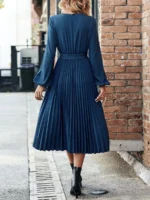 Rochie Midi Betty Albastra Cu Pliuri - imagine 2