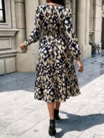 Rochie Midi Jora Bej cu Print Leopard Negru - imagine 2