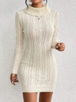 Rochie Tricotata Scurta Dagmar Alba Cu Model In Relief