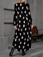 Rochie Lunga Beverly Neagra Cu Model Cu Pene Multicolore - imagine 2