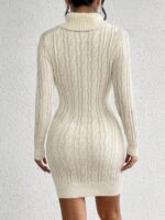 Rochie Tricotata Scurta Dagmar Alba Cu Model In Relief - imagine 2