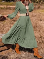 Rochie Lunga Alvrune Khaki - imagine 3