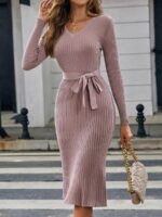 Rochie Midi Piripi Mov Cu Cordon - imagine 3