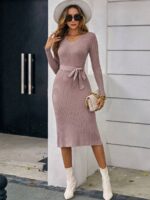 Rochie Midi Piripi Mov Cu Cordon - imagine 4