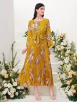 Rochie Lunga Fahima Galbena Inflorata - imagine 5