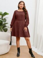 Rochie Tricotata Scurta Aleta Maronie - Marimi Mari - imagine 3
