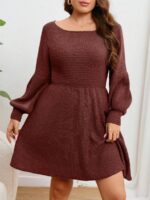 Rochie Tricotata Scurta Aleta Maronie - Marimi Mari