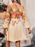 Rochie Scurta Gloria Portocalie Inflorata - imagine 2