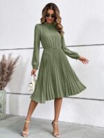 Rochie Midi Lucinda Khaki Cu Pliuri - imagine 3