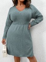 Rochie Tricotata Scurta Mercy Gri Verzui - Marimi Mari
