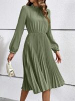 Rochie Midi Lucinda Khaki Cu Pliuri - imagine 4