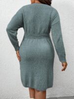 Rochie Tricotata Scurta Mercy Gri Verzui - Marimi Mari - imagine 2