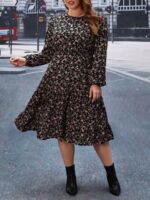 Rochie Midi Mahdi Neagra Inflorata - Marimi Mari - imagine 3