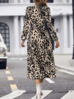 Rochie Lunga Lyubov Crem Deschis Cu Print Negru - imagine 2