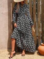 Rochie Lunga Plamena Neagra Inflorata - imagine 3