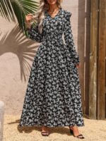 Rochie Lunga Plamena Neagra Inflorata - imagine 4
