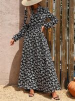 Rochie Lunga Plamena Neagra Inflorata - imagine 5