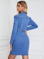 Rochie Scurta Derlina din Denim - imagine 2