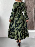 Rochie Midi Amora Kaki cu Print Negru - imagine 2