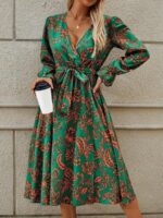 Rochie Midi Melita Verde Inflorata