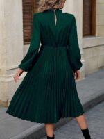 Rochie Midi Carlie Verde Inchis Cu Pliuri - imagine 2