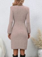 Rochie Scurta Tricotata Lesya Bej - imagine 2