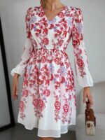 Rochie Scurta Valia Alba Inflorata - imagine 3