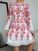 Rochie Scurta Valia Alba Inflorata - imagine 2