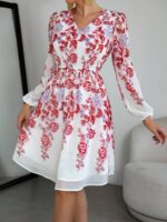 Rochie Scurta Valia Alba Inflorata - imagine 4