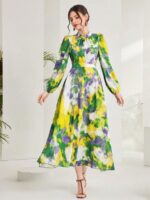 Rochie Lunga Carolina Cu Print Multicolor - imagine 3