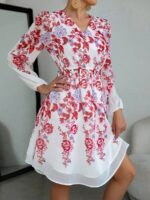 Rochie Scurta Valia Alba Inflorata - imagine 5