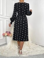 Rochie Midi Zoe Neagra Cu Inimioare Albe - imagine 2