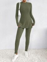 Compleu Ankita Kaki format din Bluza si Pantalon - imagine 3
