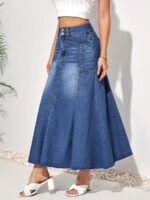 Fusta Lunga Liviana Din Denim - imagine 3