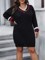 Rochie Tricotata Scurta Briseyda Neagra - Marimi Mari - imagine 3
