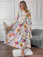 Rochie Lunga Nadejda Alba Inflorata - imagine 3