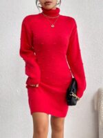 Rochie Tricotata Scurta Roksana Rosie cu Guler