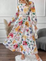Rochie Lunga Nadejda Alba Inflorata - imagine 4