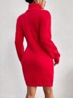 Rochie Tricotata Scurta Roksana Rosie cu Guler - imagine 2