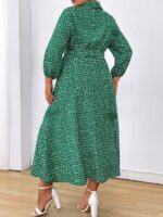 Rochie Lunga Klara Verde Cu Print Alb - Marimi Mari - imagine 2