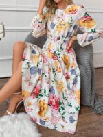 Rochie Lunga Nadejda Alba Inflorata - imagine 5