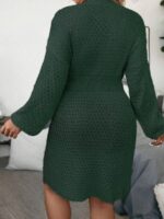 Rochie Tricotata Scurta Ginger Verde - Marimi Mari - imagine 2