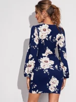 Rochie Scurta Vasilisa Albastru Inchis Inflorata - imagine 2