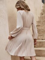 Rochie Scurta Alenka Crem Cu Pliuri - imagine 2